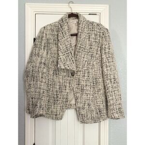 Coldwater Creek Tweed Jacket Blazer Size 20-22 Cream Boucle Classic Career Women